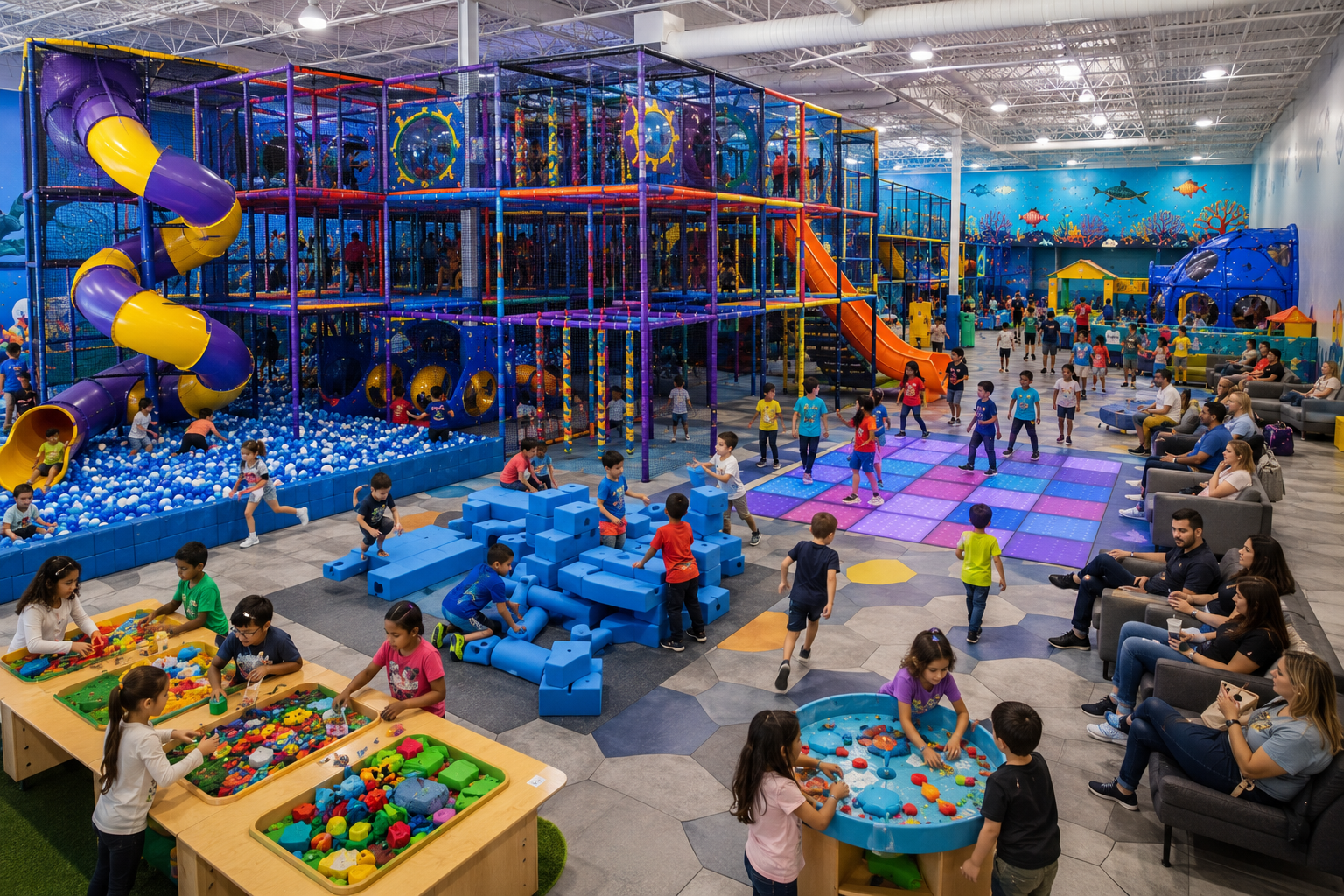 Kids enjoying school break at Hyper Kidz Columbia indoor playground